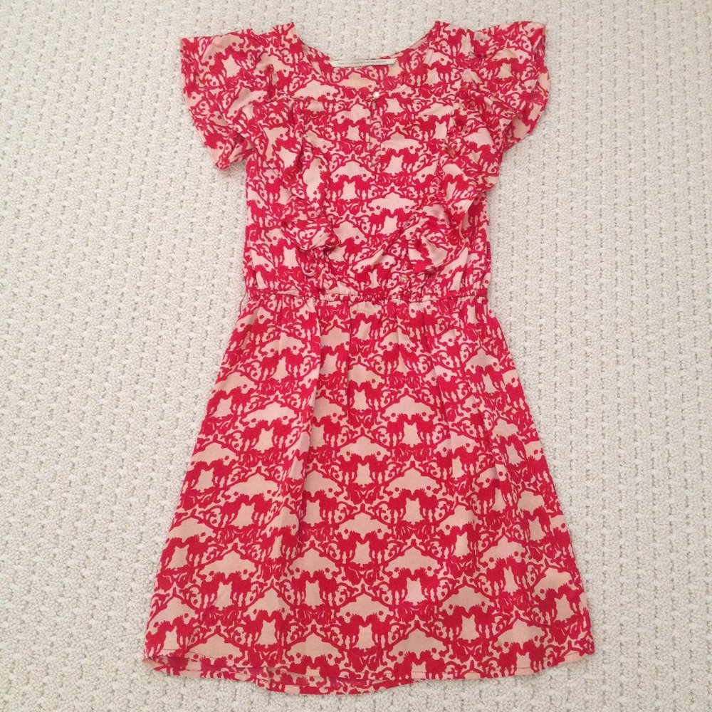 NWOT Cynthia Vincent satin silk flutter sleeve mini dress